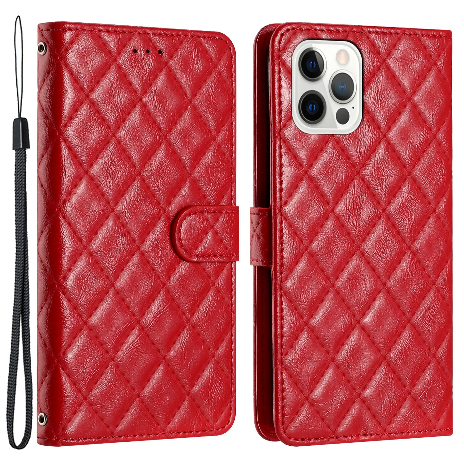 For iPhone 12/12 Pro PU Leather Phone Cover Wallet Stand Stitching Line Rhombus Texture Phone Case For iPhone 12/12 Pro PU Leather Phone Cover Wallet Stand Stitching Line Rhombus Texture Phone Case